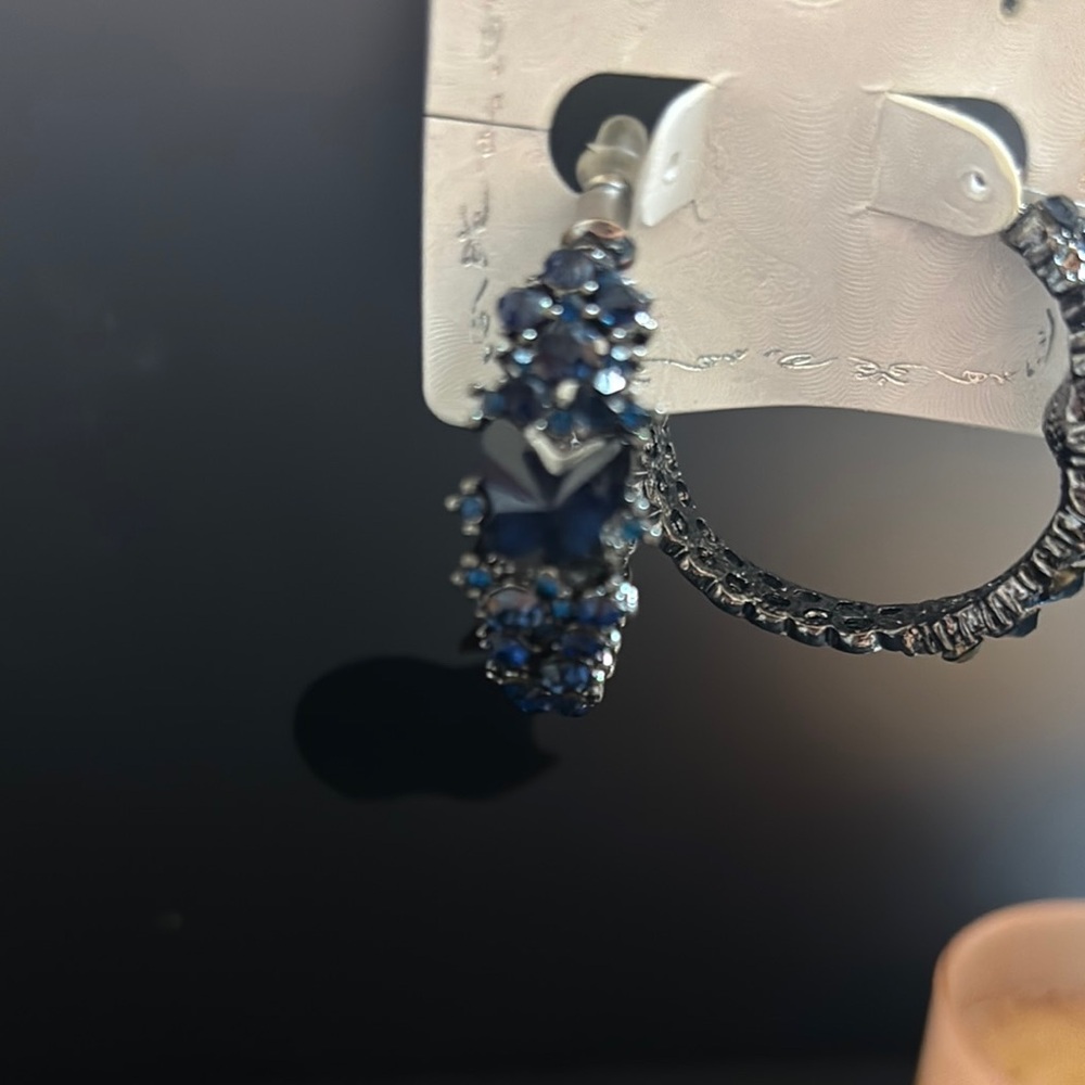 Elegant Blue Crystal Hoop Earrings